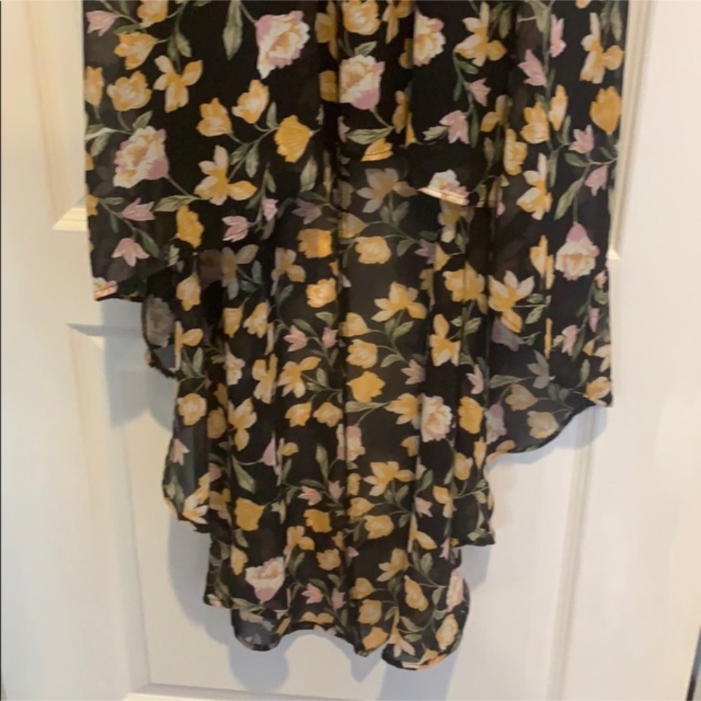 Lily Rose Black Floral Patterned V-Neck Surplice High-Low Maxi Dress XXL NEW NWT - Picture 9 of 9
